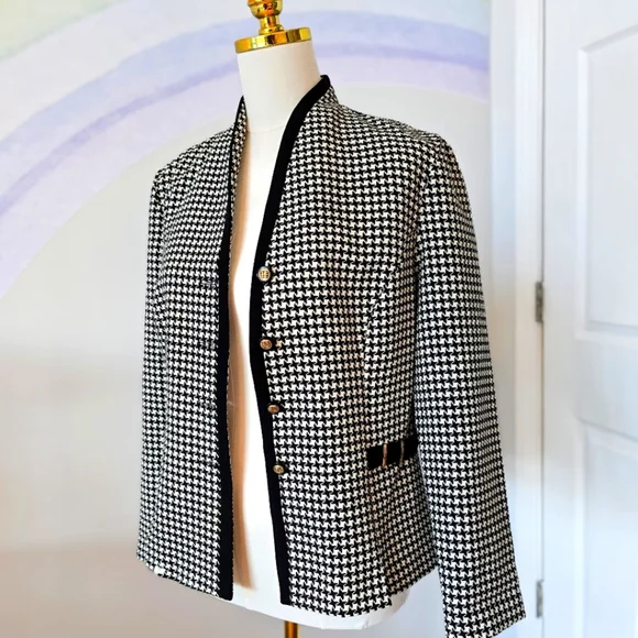 Virgo Petite | Size 12p | Black & White Houndstooth Blazer - Picture 1 of 7